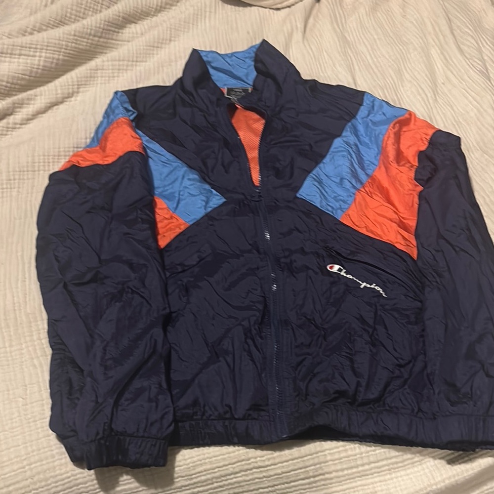 Vintage Champion Blue and Orange Windbreaker Jacket